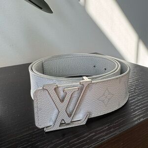 Louis Vuitton White Monogram LV Buckle Belt